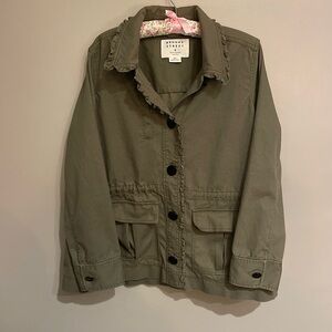 Kate Spade Broome Street Ruffle Military Jacket Size Large